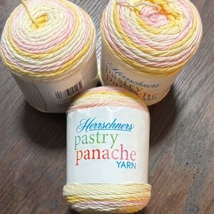 Herrschners Pastry Panache Yarn - Pastel Yellow & Pink
